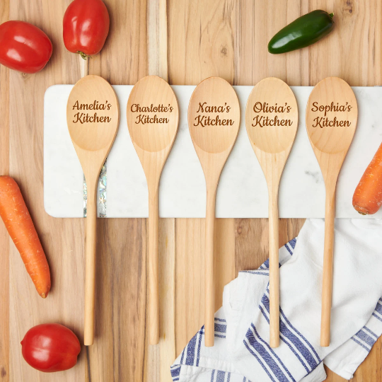 Personalized Wooden Kitchen Utensils Set Grandmother's 