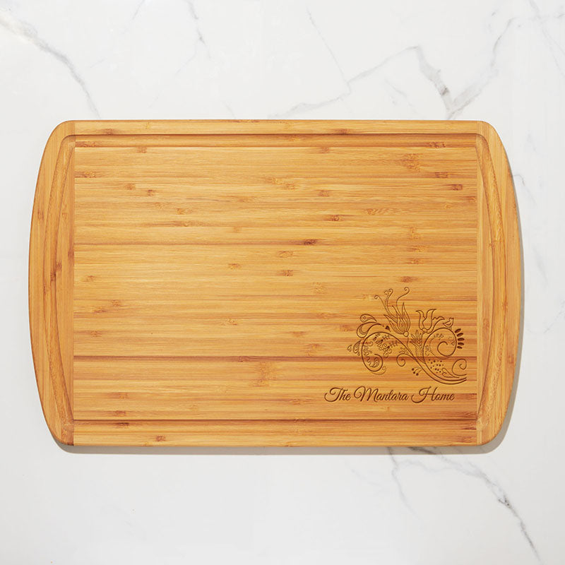 Personalized Floral Large Cutting Board With Handle