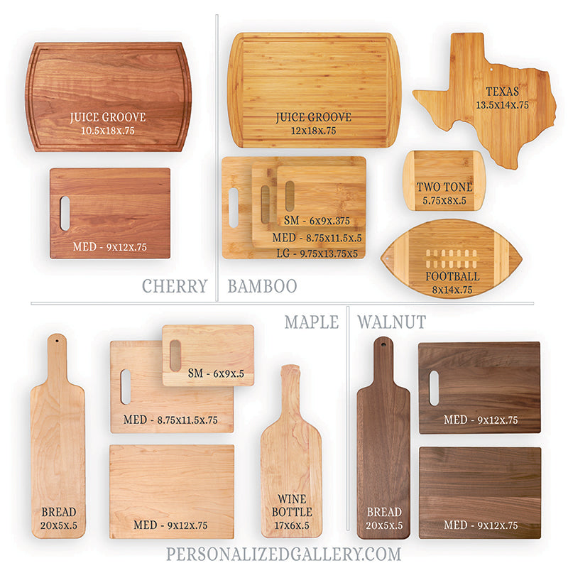 Single Initial Wood Cutting Board with Cheese Knife