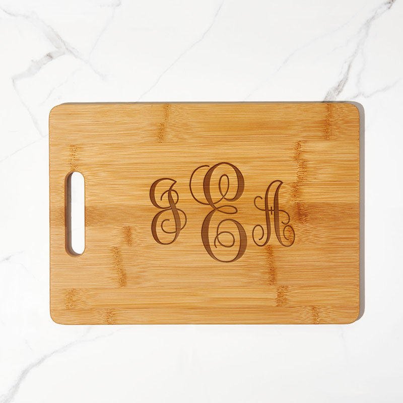 Personalized Bamboo Cutting Boards Monogram Script Thin -  Norway