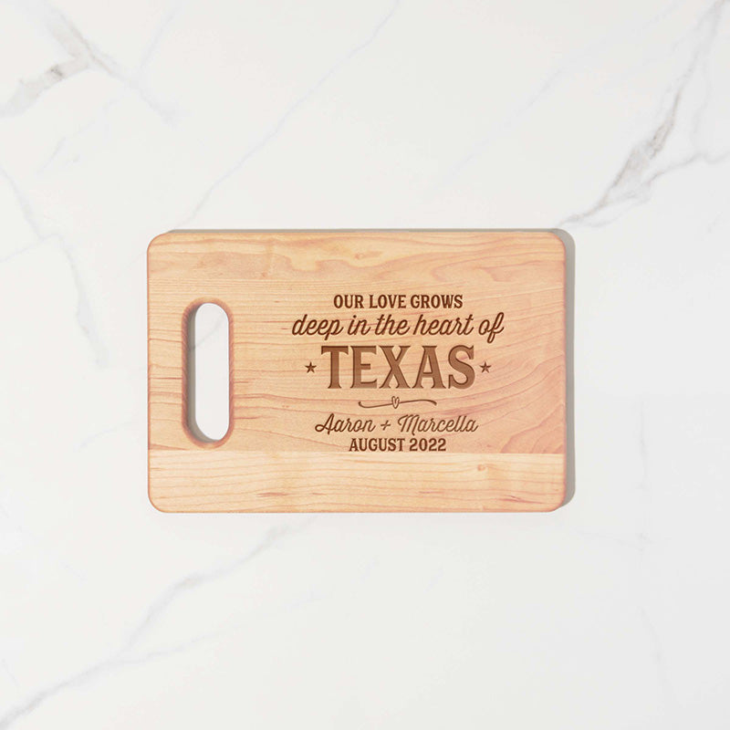 A Love As Big As Texas Chopping Board - Personalized Gallery