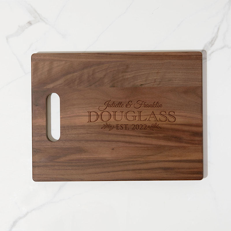 Last Name with Est Year Maple Wood Cutting Board